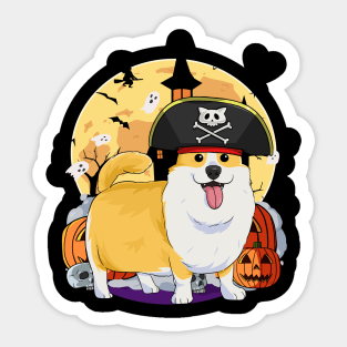 Pembroke Welsh Corgi Halloween Pirate Costume Sticker